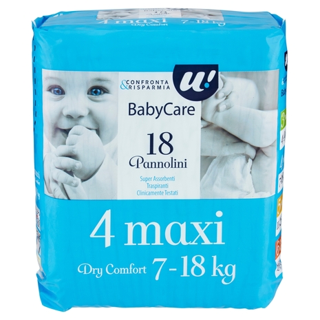 18 PANNOLINI BABY CARE MAXI DRY COMFORT 7-18 KG U! Confronta & Risparmia